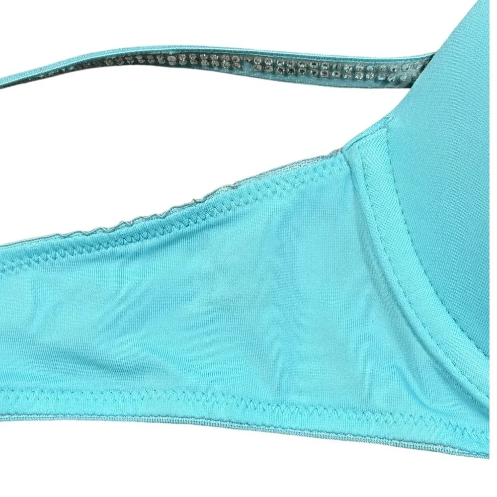 PINK‎ Victoria's Secret Wear Everywhere Bra 32A Blue Underwire Rhinestone
